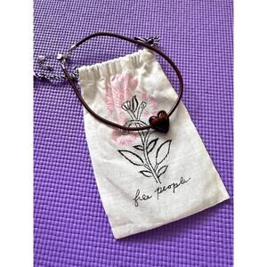 Free People Necklace Heart Pendant Women Bohemian Gemstone + Bag New jewelry